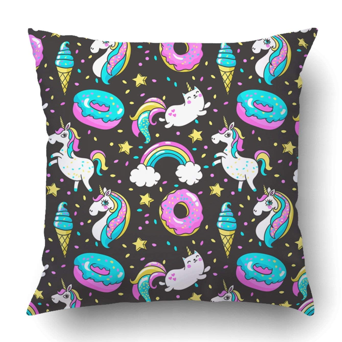 BPBOP unicorns donuts rainbow confetti cartoon 80s 90s comic Pillowcase