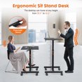 thumbnail image 3 of Small Standing Desk Adjustable Height, Mobile Stand Up Desk with 2 Lockable Wheels, Portable Rolling Laptop Computer Desk for Home, Height 28.5"-42.5", Black, 3 of 6