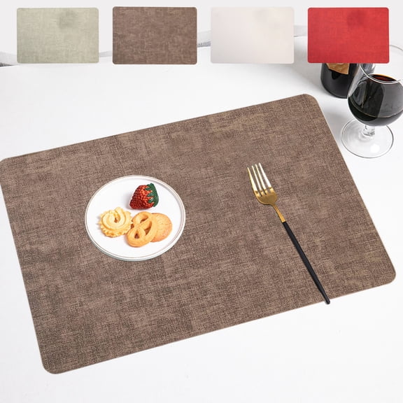 Leather Placemats for Dining Table Double Sided Western Style Heat Insulating Mats for Easy Cleanup and Rustic Decor in Kitchen and Dining Room Topliu