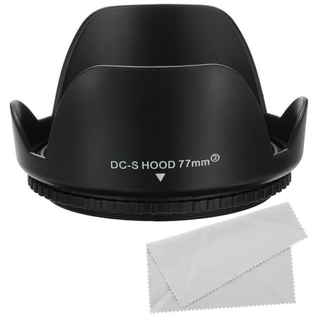 Uxcell 77mm Camera Lens Hood Reversible Flower Lens Hood Protector with Cloth