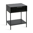 thumbnail image 1 of Kate and Laurel Ori Modern Cane Rectangle Side Table, 18 x 15 x 24, Black, Versatile Rattan Living Room End Table with Drawer for Storage and Home Decor, 1 of 9