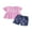 Pink, variant on Loicainy Baby Toddler Girls 2 Piece Outfits 3 6 12 18 24 Months 2T 3T Solid Color Short Sleeve Round Neck Tops and Cherry Print Denim Shorts Clothes Set