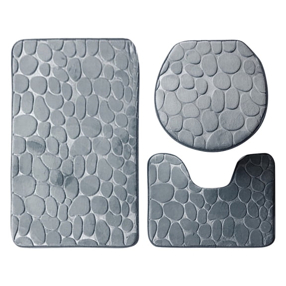 Bath Mats For Bathroom - Bathroom Rugs Memory Foam Bath Mat Set 3 Pcs Bathroom Rugs Set Toilet Mats Soft Comfortable Water Absorption Nonslip Thick Machine Wash