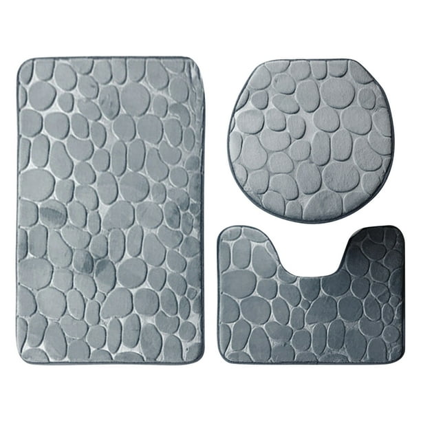 Baño Alfombras Y Alfombras Conjuntos Alfombra de Baño - Baño Alfombra de Espuma Alfombra de Baño Set 3 Piezas de Alfombra de Baño Set Alfombra de Aseo Es Suave, Cómodo, Absorbente, Antideslizante, Gru