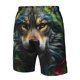 thumbnail image 4 of Balery Realistic Style Colorful Wolf Traje de Baño Estilo Hawaiano para Hombre, Shorts de Secado Rápido con Bolsillos-Medium, 4 of 6