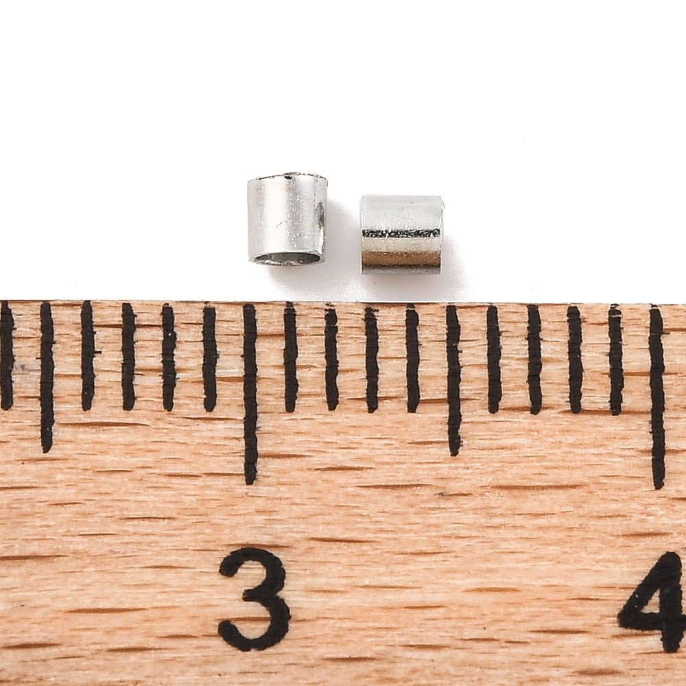 Brass Crimp Beads Cadmium Free & Lead Free Tube Platinum color 2mm wide 2mm long hole: 1.5mm