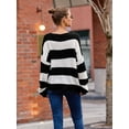 thumbnail image 5 of Women'S Striped Knitted Pullover Crew Neck Fall Winter Sweater Long Sleeve Color Block Jumper, 5 of 6