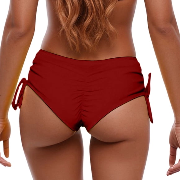 GDREDA Women's High Waisted Bikini Swim Bottoms Full Coverage Comfortable Beach Bathing Suit For Summer Swimming Red,S