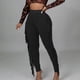 thumbnail image 4 of ICHUANYI Clearance Women's Sexy Tight Solid Color Fringed Bandage Trousers(Black, L) ICHUANYI WER2023081011543, 4 of 7