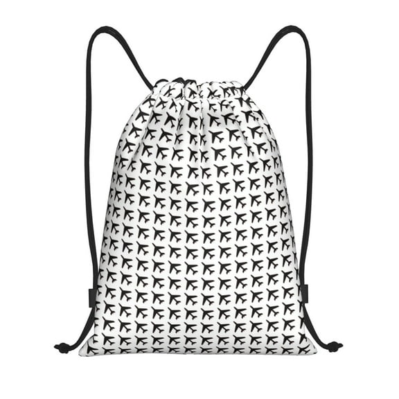 Kdxio Airplane Print Drawstring Backpack Bag,Waterproof Draw String Back Sack, Gym Drawstring Bags Swim Bag For Unisex