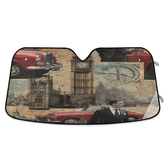 Iauyy Front Windshield Shade, Foldable Sunshade for Car SUV-Blocks UV Rays Keeps Your Vehicle Cool-53 x 23.5 Inch Big Ben