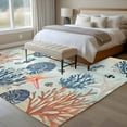 thumbnail image 5 of Blue Coastal 5'x7' Area Rug, Summer Beach Coral Shell Starfish Seahorse Washable Non-Slip Soft Rugs, Low-Pile Large Carpet for Living Room Bedroom Dining Room, Non-Shedding Accent Rug, 5 of 9