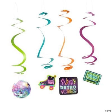 Pirate Hanging Swirls Decor - 12-Piece Set, Black & Red, 27 Inches Long, Perfect For Pirate Themed Parties