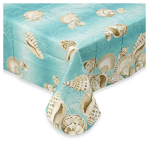 INTERESTPRINT Coral Fish and Shells 60 x 84 Inch Washable Polyester Rectangular Tablecloth