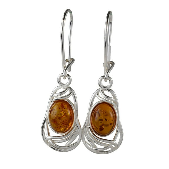 Sterling Silver and Baltic Honey Amber Earrings "Mary"