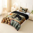 thumbnail image 2 of Manfei Autumn Leaf Plaid Twin Comforter Sets,Cartoon Wolf Bedding Set,Brown,Black Reversible,2-Piece,1 Comforter and 1 Pillowcase, 2 of 7