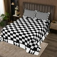 thumbnail image 2 of Erosebridal Checkered Bedspread Sets King Size, Square Geometry Coverlet Set King, Princess Bowknot Bed Quilt, Microfiber Room Decor, 3-Piece, 2 of 5