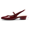 thumbnail image 2 of Pennysue Women's Slingback Sandals Burgundy Low Block Heel Mary Jane Pumps 6M, 2 of 6