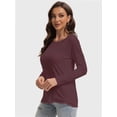 thumbnail image 6 of Womens Long Sleeve Tops Casual Basics Fall Shirts Solid Crewneck T-Shirt, 6 of 6