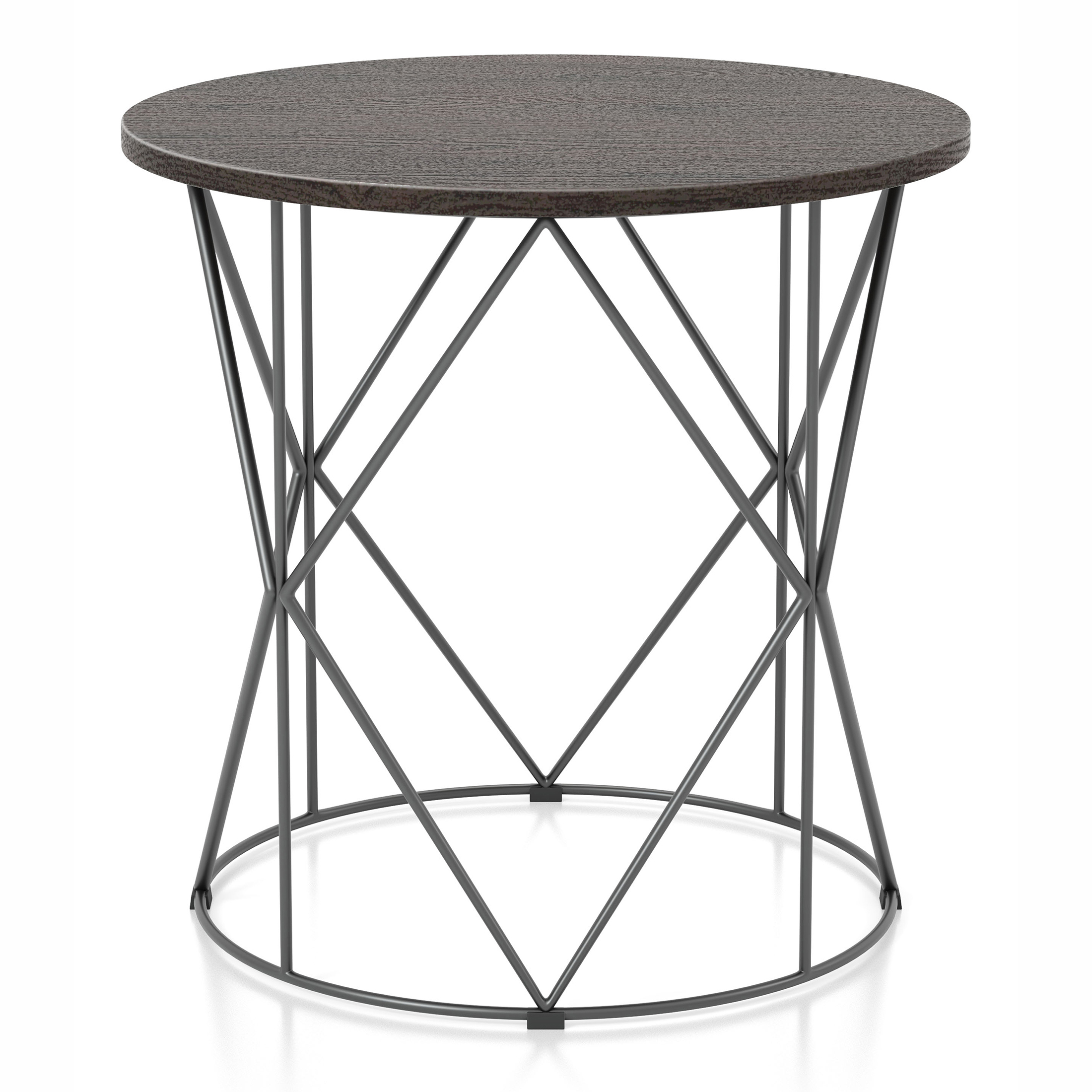 Furniture of America Herlan End Table with Metal Frame, Walnut