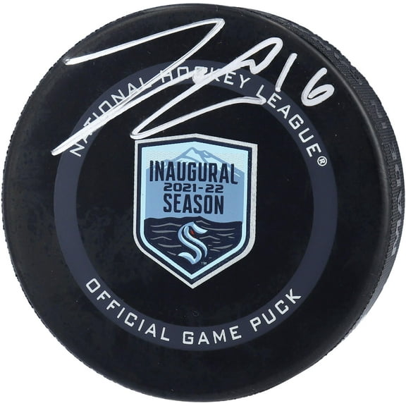 Jared McCann Seattle Kraken Autographed Inaugural Season Official Game Puck - Fanatics Authentic Certified