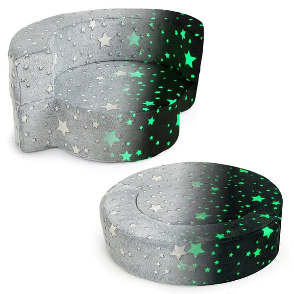 Costway 2-in-1 Toddler Chair with Removable & Washable Cover Plush Reading Chair