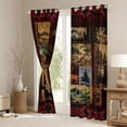 thumbnail image 3 of Homewish Wildlife Bear Deer Curtains Pack of 2 (42x84 Each),Retro Aztec Pattern Curtains Blackout,Rustic Farmhouse Cabin Bedroom Curtains For Kids,Ultra Soft Home Decor, 3 of 6