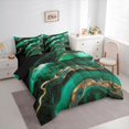 thumbnail image 3 of Feelyou Adult Modern Marble Bedding Comforter Set 7pcs, Abstract Ombre Green King Bedding Sets, Fashion Marbling Stripes Reversible Bed Sheets, Ultra Soft Bedroom Decor, 3 of 7
