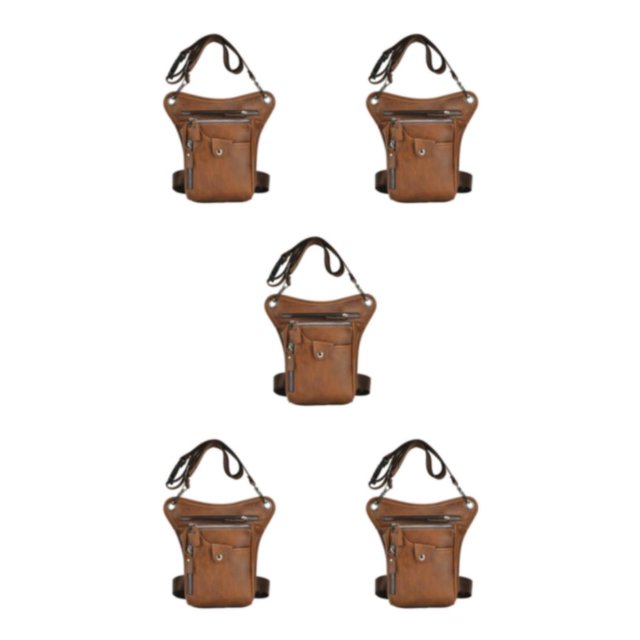 Maytalsory 1/2/3/5 Adjustable Strap Leg Bag For Men - Exquisite Craft And Compact Suitable For Daily Motorcycle PU Waist Fanny Pack Light Brown 5PCS