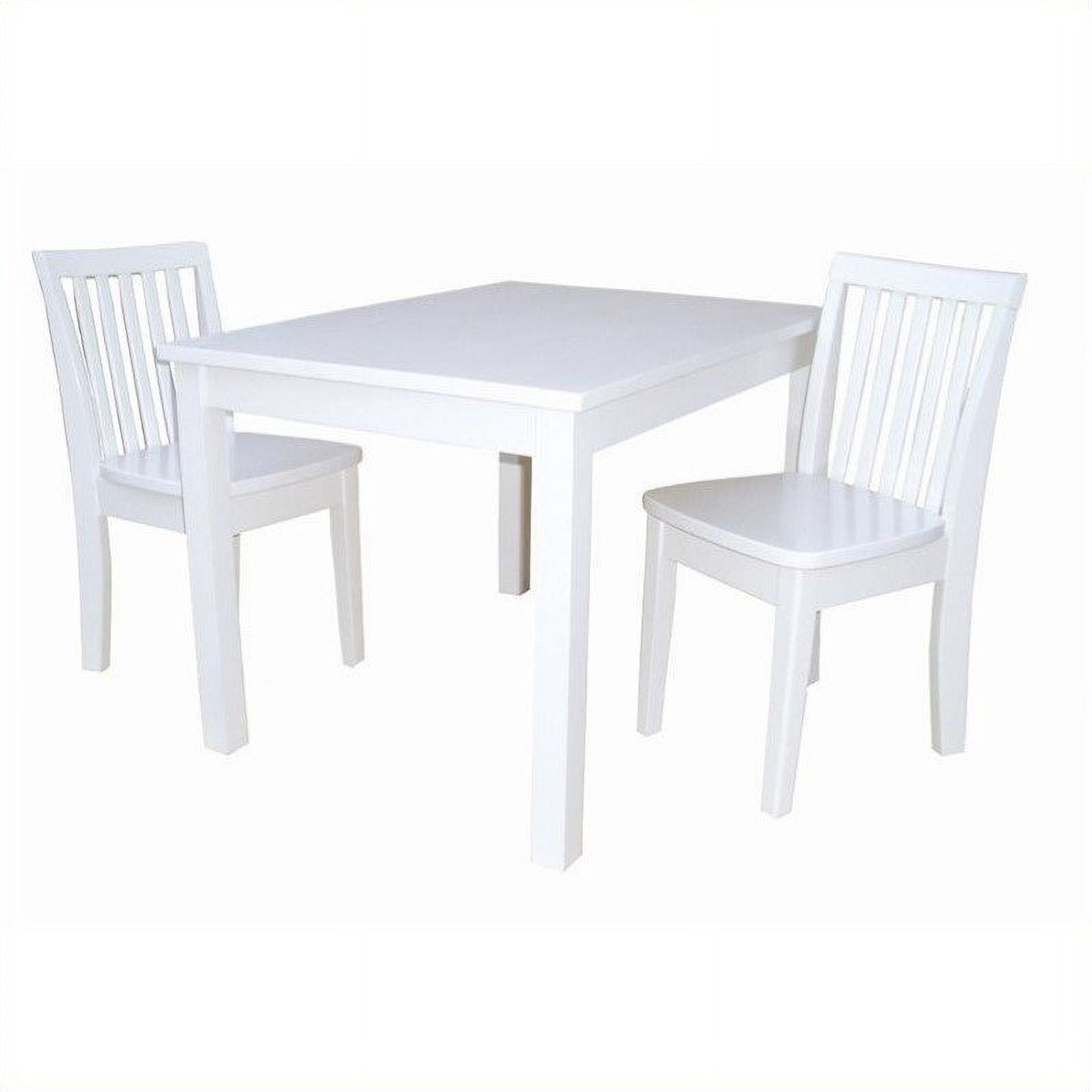 International Concepts Indoor Wood Mission Kids Table and Chairs Set in White - 3 Piece Set