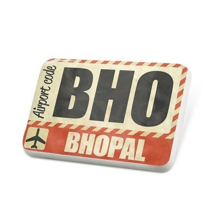 Porcelein Pin Airportcode BHO Bhopal Lapel Badge –