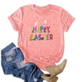 thumbnail image 1 of Daisyyozoid Chemise Joyeuses Pâques pour Femmes, Manches Courtes Imprimées, Col Rond, Blouse Ample, 1 of 4