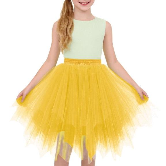 Ruyang Baby Girls Solid Skirt Elastic Waist Fluffy Multi Layered Tulle Tutu Skirt Kids Halloween Party Dress‑Up Bottoms
