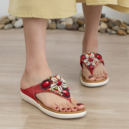 

Cathalem New Ladies Sandals Round Toe Open Toe Pure Color Casual Ladies Breathable Wedge Sandals Cute Women Sandals Size 11 Red 8
