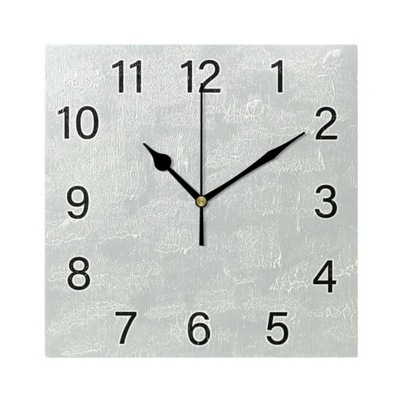 Ryvnso Light Grey Wall Clock Square Silent Non-Ticking Battery Operated 7.78"