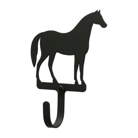 

Wall Hook with Metal Standing Horse Design Accent Extra Small Black