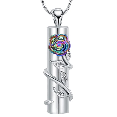 Rose Flower Urn Necklace for Ashes for Women Cremation Jewelry for Human Pet Memorial Locket Holder