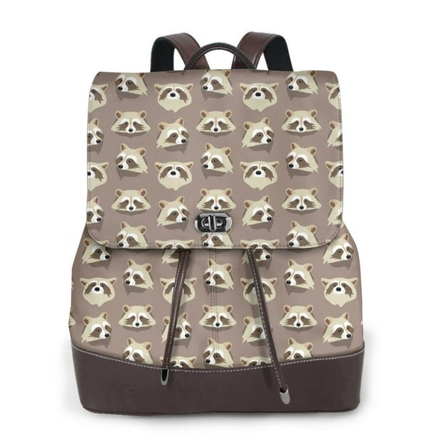 Fotbe Raccoon Mochila Bolso con Estampado para Mujer, Mochila Antirrobo de Nylon Impermeable, Bolsa Ligera de Hombro