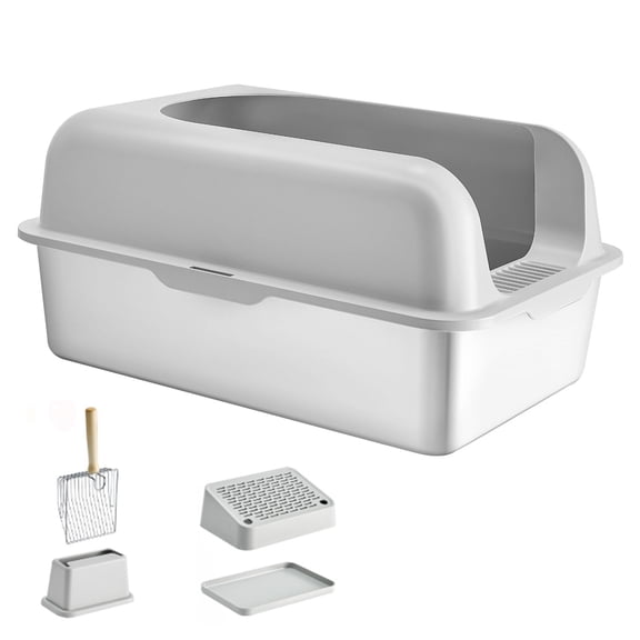 6 in Deep Cat Litter Box Odor-Free Litter Box with Filtering Foot Board