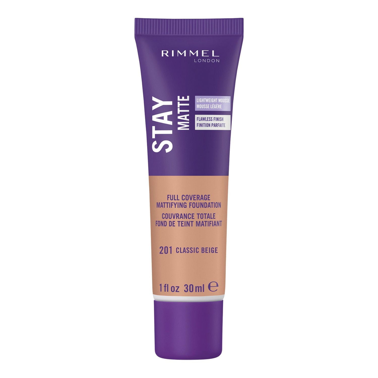 Rimmel Fond de teint Stay Matte, formule légère et soyeuse, mousse liquide légère et complexe anti-pollution, tenue de 24H, 100% Sans Cruauté