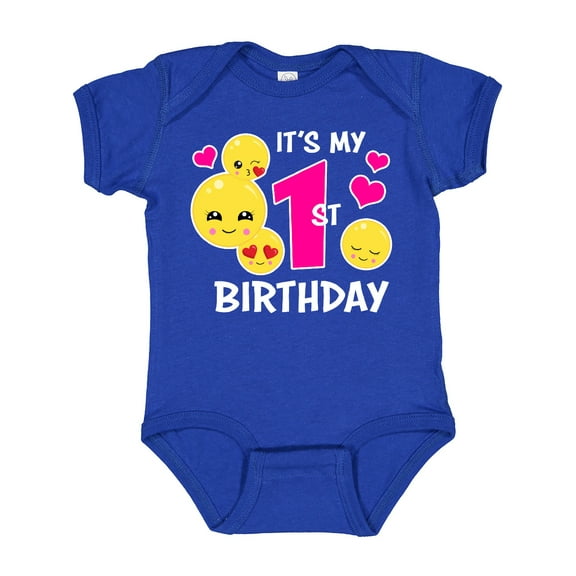 Inktastic Its My 1st Birthday with Smiling Emoticons Girls Baby Bodysuit