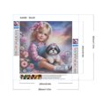 thumbnail image 2 of Pintura de diamante 5D DIY taladro redondo completo jardín niña perro kit decoración del hogar 30x30cm, 2 of 9