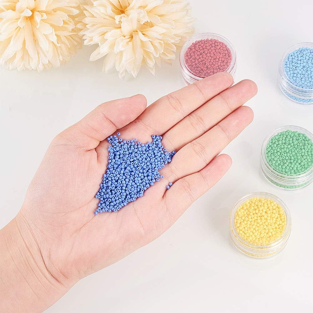PH 24000 Pcs 24 Colors 12/0 2mm Multicolor Beading Glass Seed Beads Opaque Round Pony Bead Waist Beads Mini Spacer Beads for Earring Bracelet Neckalce Anklet Choker Jewelry Making Brown