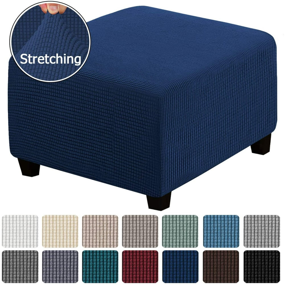 H.VERSAILTEX 1Piece Spandex Jacquard Square Ottoman Cover, Form Fit
