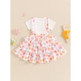 thumbnail image 3 of Suealasg Kids Little Girls 2Pcs Summer Outfits 1 2 3 4 5 6 Years Short Sleeve Ribbed T shirt Tops + Flower Layered Suspender Skirt Set Toddler Girls Clothes, 3 of 7