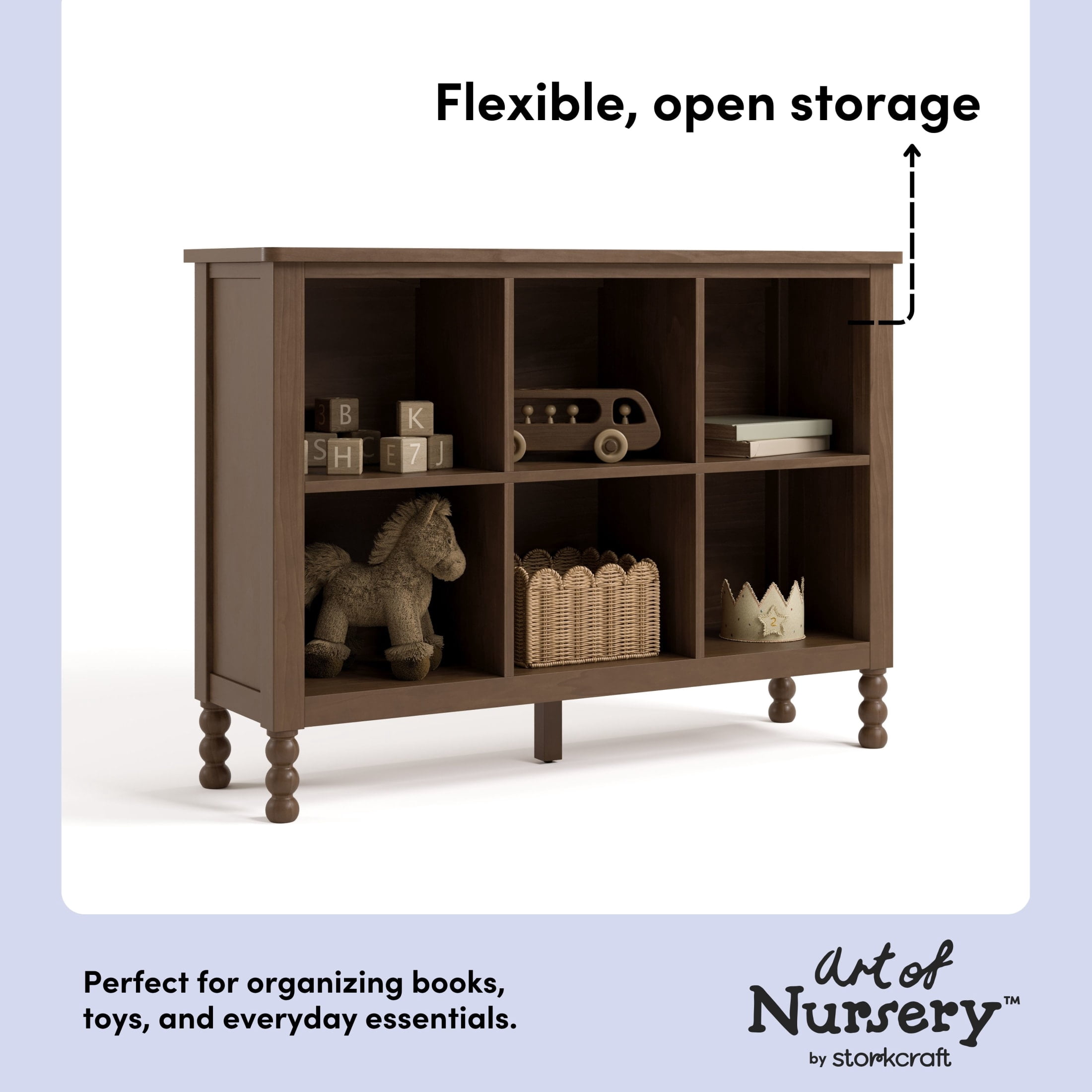 Art of Nursery by Storkcraft Rio 6 Cube Storage Organizer Kids Bookcase - Hazelnut