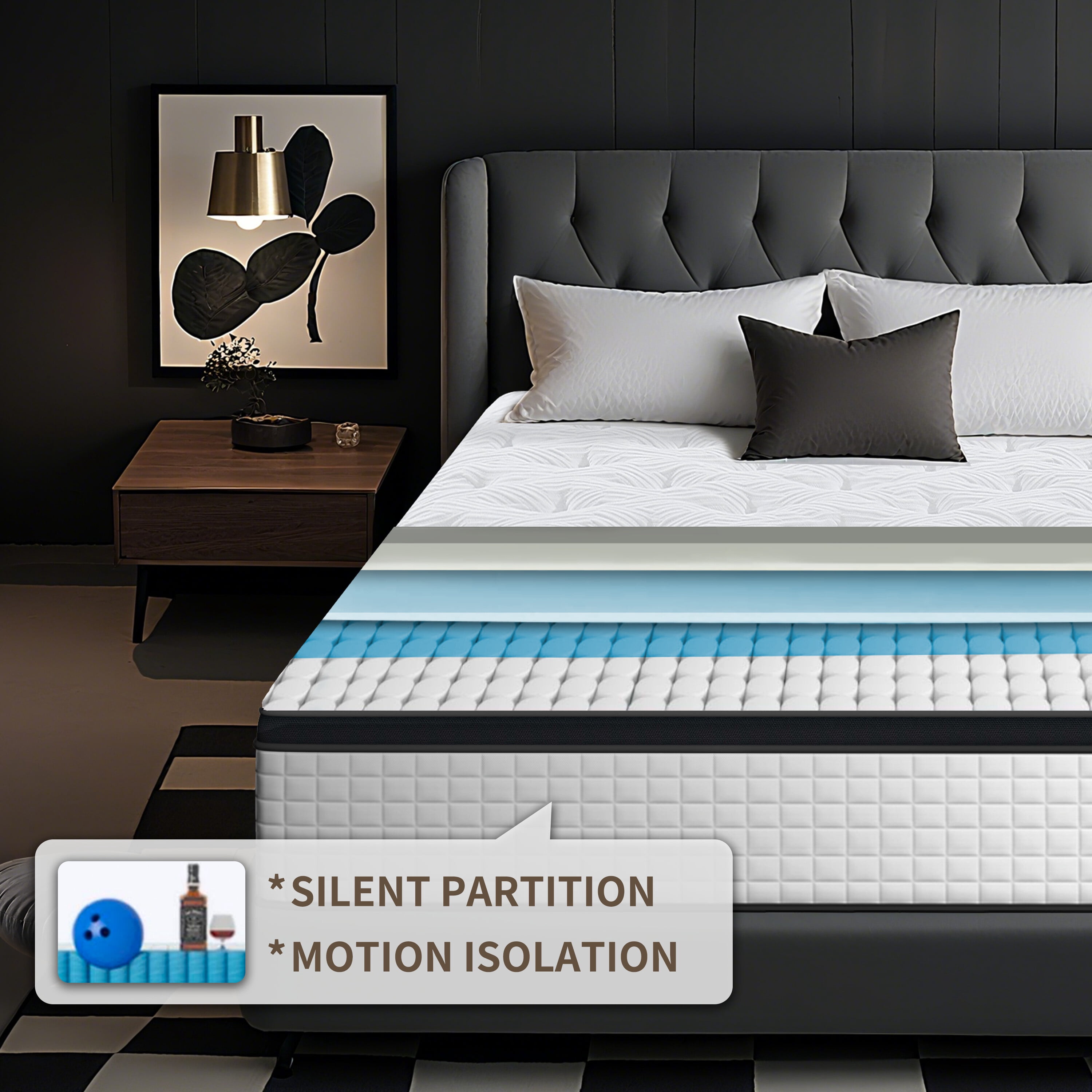 HSUNNS 10" Full Size Mattress with Breathable Fabric, 7-Zoned Cool Memory Foam Mattress for Sleep Support and Pressure Relief, Medium Firm Mattress
