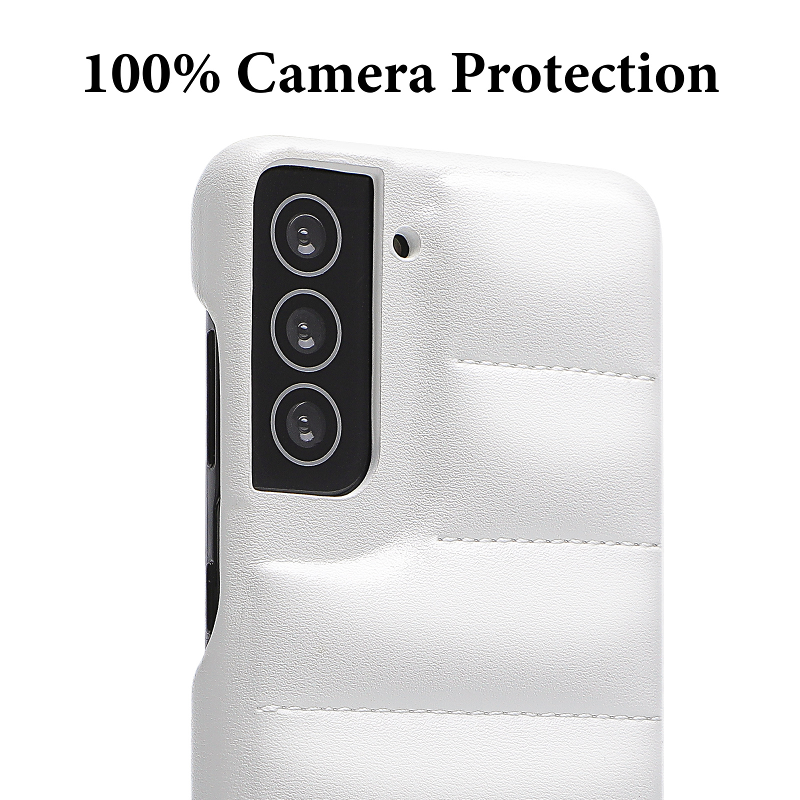 Hot Off for Samsung Galaxy S21 Ultra Case, Nappa Leather Puffer Phone Case Galaxy S21 Ultra Case [Full Body Protection] [Non-Slip] Shockproof Protective Phone Case, White for Galaxy S21 Ultra - image 3 of 5