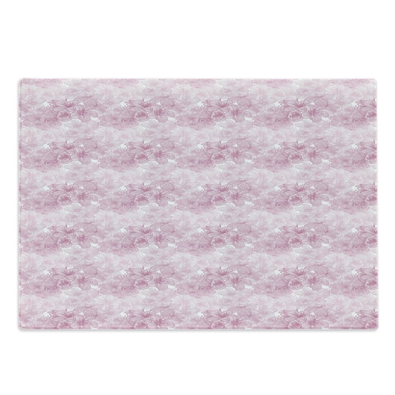 Cherry Blossom Cutting Board, Overlapping Style Hand Drawn Blossom Flowers Spring Fantasy, Decorative Tempered Glass Cutting and Serving Board, Large Size, Dried Rose and Pale Pink, by Ambesonne