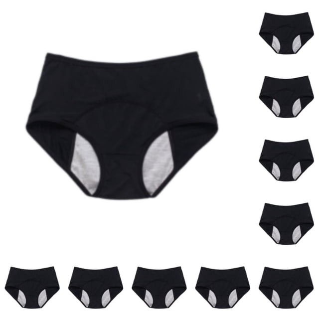 Minnieouse Calzoncillos de diseño Simple para mujer, ropa interior reutilizable lavable para niñas, bragas Chinlon transpirables, ropa interior Negro SG 10Conjunto